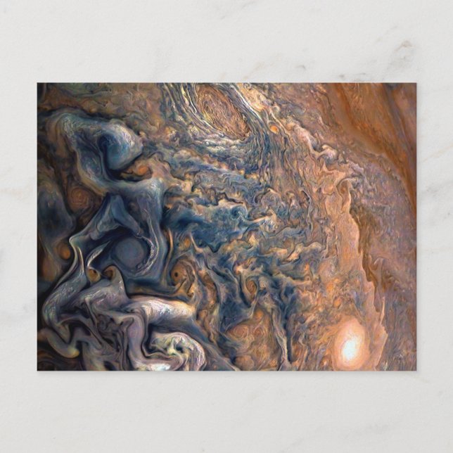 Snurrande moln av Planet Jupiter Close Up Vykort (Framsida)