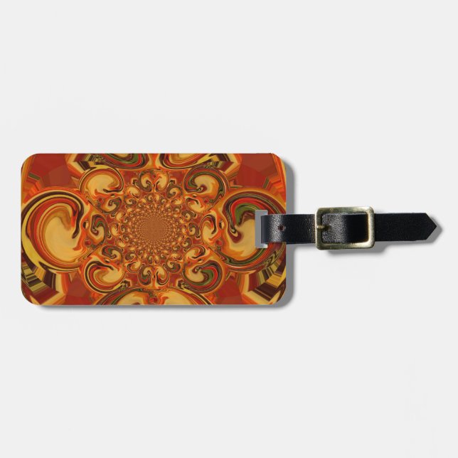 Snurrande Mönster: Orange, brun och Grönt Bagagebricka (Horisontell Framsida)