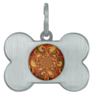 Snurrande Mönster: Orange, brun och Grönt ID-bricka Husdjur