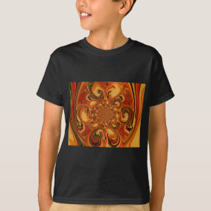 Snurrande Mönster: Orange, brun och Grönt Tee Shirt
