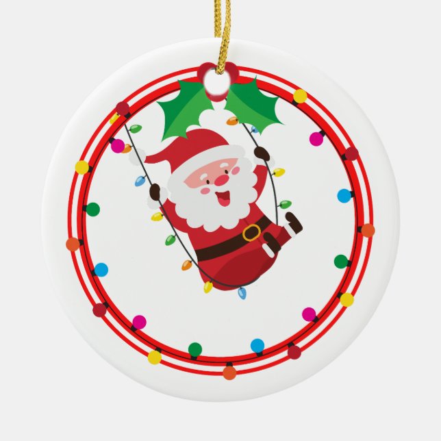 Snurrande tomte - Julskoj Julgransprydnad Keramik (Framsidan)