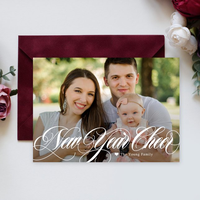 Snurrig Glad Nyår Foto Kort (Skapare uppladdad)