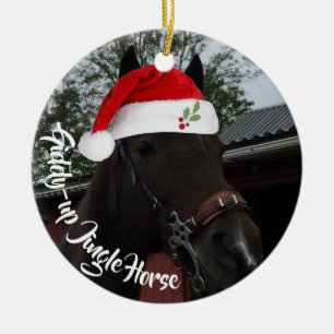 Snurrigt övre foto för klirrhästjul julgransprydnad keramik