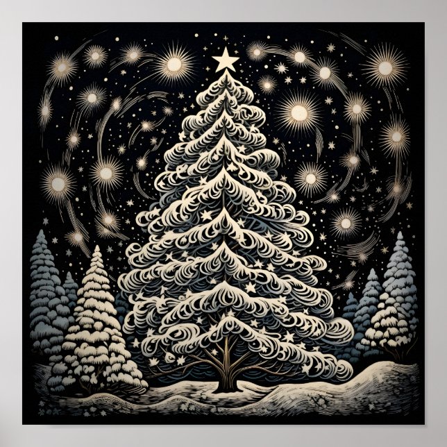 Snurringningsdesign Julgran Poster (Framsidan)
