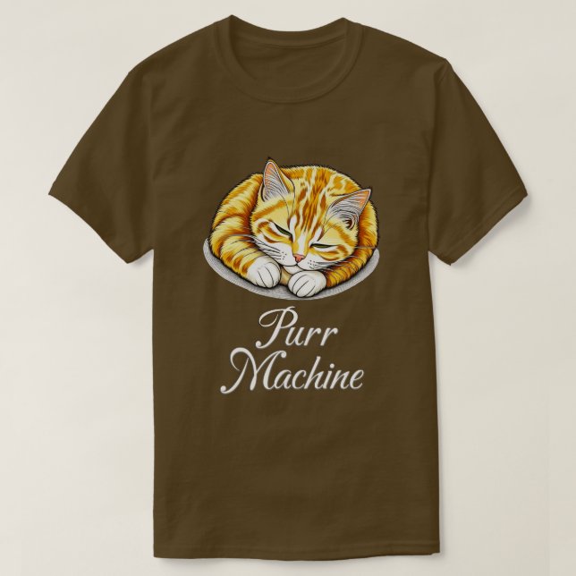 Snurrmaskin, söt sovande rödhårig katt  t shirt (Design framsida)