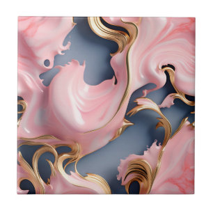 Snurrning Guld Marble Mönster med Pastel Coral Kakelplatta
