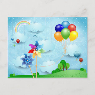 Snurror och ballonger vykort