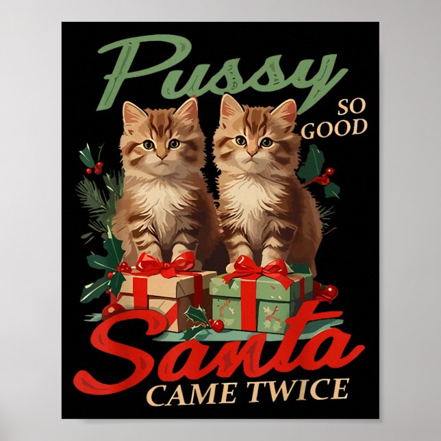 Snuskig julkatt Busig Rolig Gag Bus Prank Humor Poster (Framsidan)
