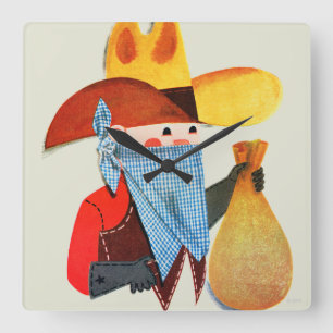 Snutar och rånarear fyrkantig klocka