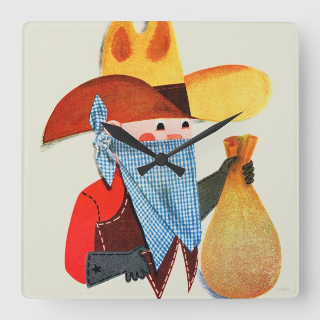 Snutar och rånarear fyrkantig klocka (Framsida)