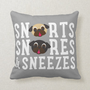 Snutar, snarkar & nysningar Pug kudde