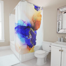 Snygg Abstrakt Art Indigo Blue Orange