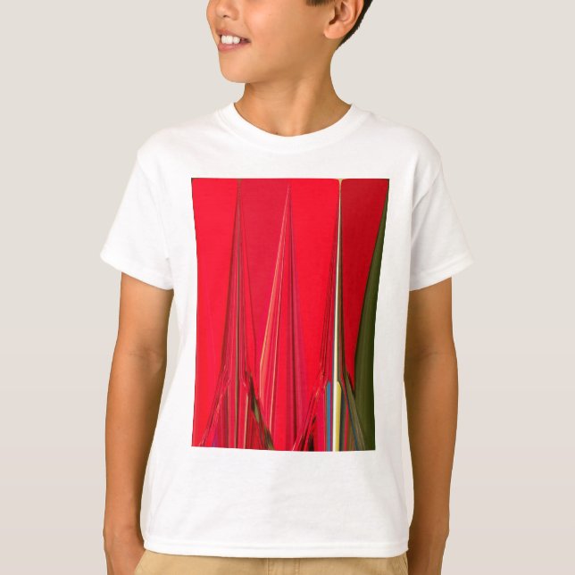 Snygg Abstrakt av Röda Struktur Färg Tee Shirt (Framsida)