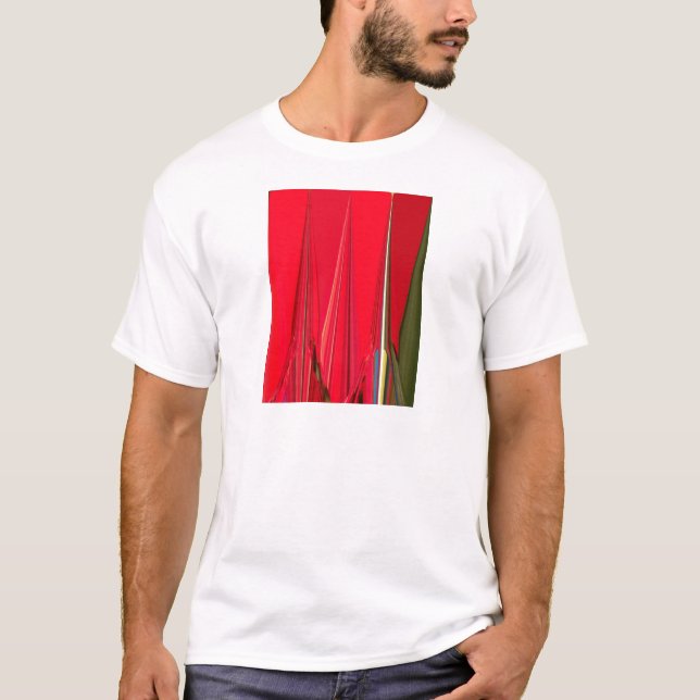 Snygg Abstrakt av Röda Struktur Färg Tee Shirt (Framsida)