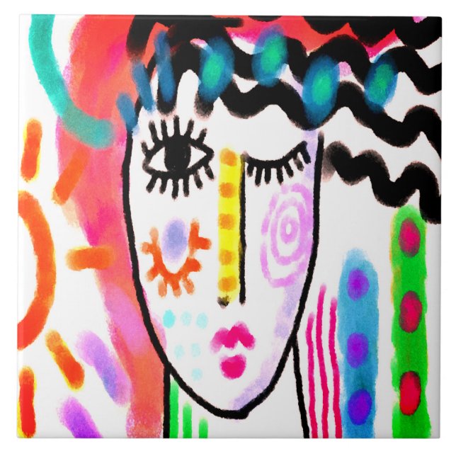 Snygg Abstrakt Digital Paeing Kakelplatta (Framsidan)