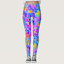 Snygg Abstrakt Färgrik Neon Rosa Geometrisk Mozaik Leggings