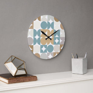 Snygg Abstrakt Halvcirkel Industrifusionskonst Stor Klocka