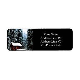 Snygg Abstrakt Little Winter Cabin Returadress Etikett
