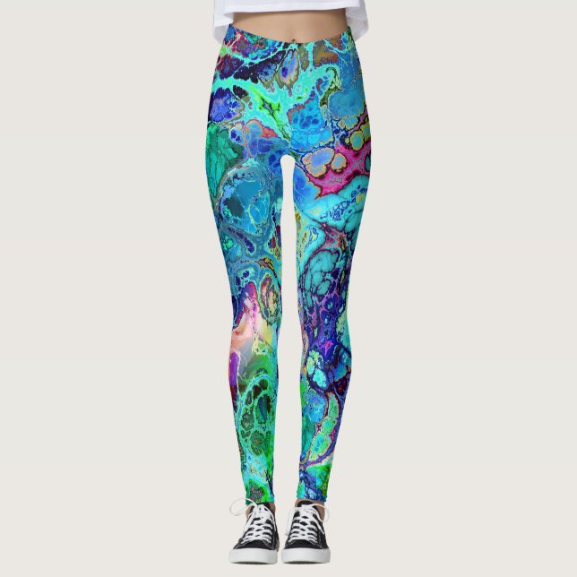 Snygg abstrakt Marble Leggings (Framsida)