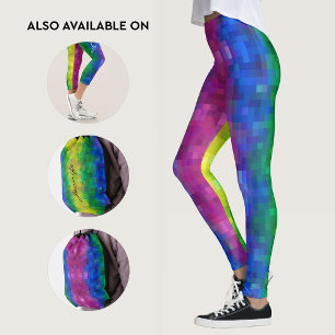 Snygg abstrakt regnbågsgradient Pixel Art-mönster Leggings
