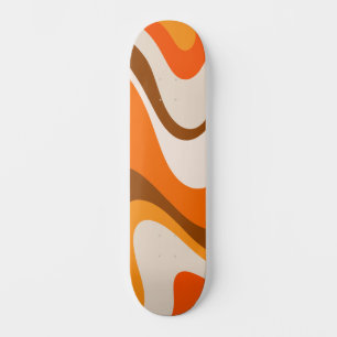 Snygg Abstrakt Retro Modern Vågig Orange Mini Skateboard Bräda 18,5 Cm