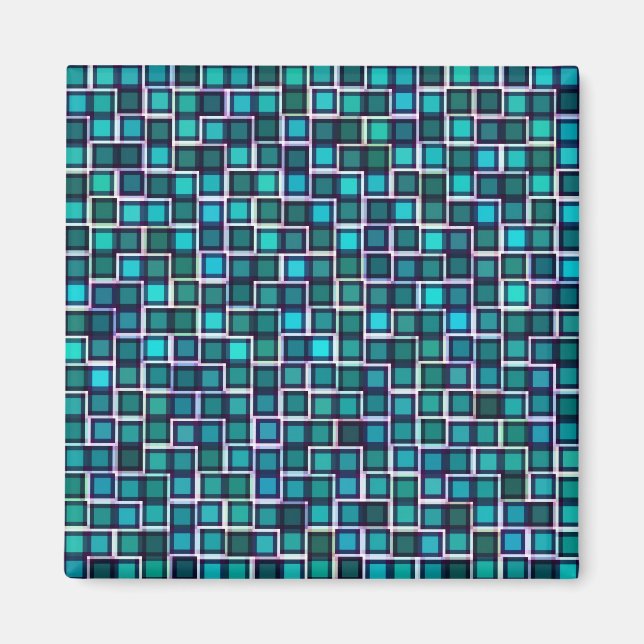 Snygg Abstrakt Tile Mönster i Blue Magnet (Framsidan)