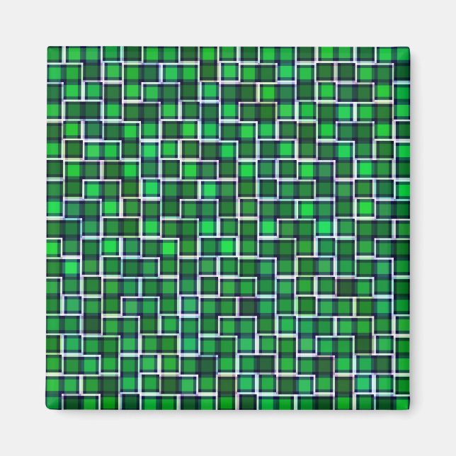 Snygg Abstrakt Tile Mönster i Grönt Magnet (Framsidan)