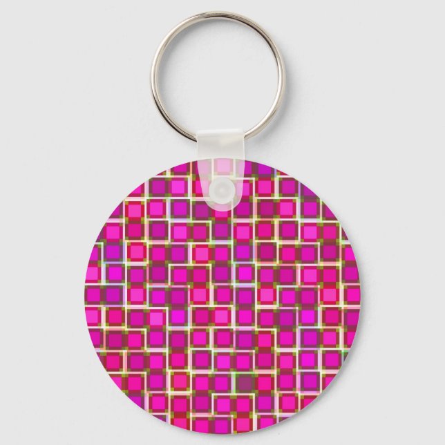 Snygg Abstrakt Tile Mönster i Rosa Nyckelring (Framsida)