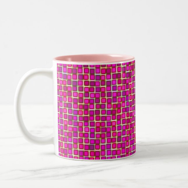 Snygg Abstrakt Tile Mönster i Rosa Två-Tonad Mugg (Vänster)