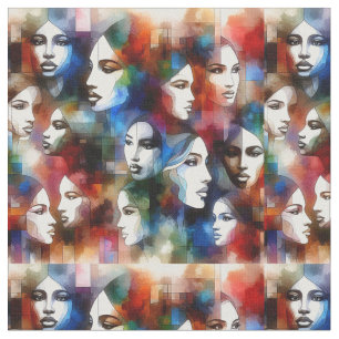 Snygg Abstrakt Womens ansikte art Tyg