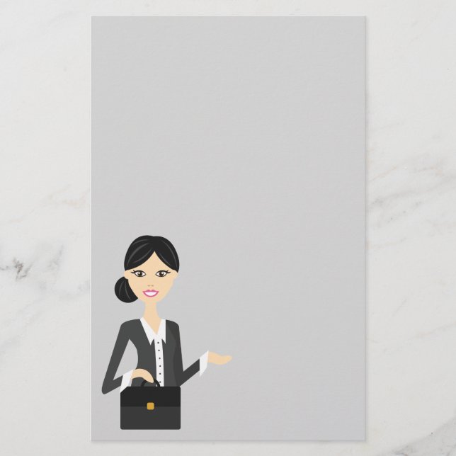 Snygg affärskvinna illustration med svart hår brevpapper (Framsida)