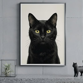 Snygg affisch med svart katt illustration
