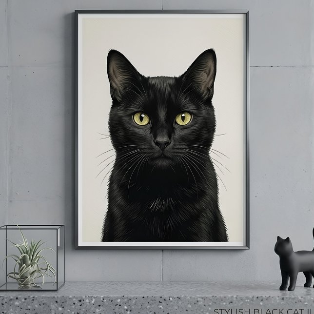 Snygg affisch med svart katt illustration (Skapare uppladdad)