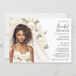 Snygg afrikansk Bride vit ros boho Inbjudningar