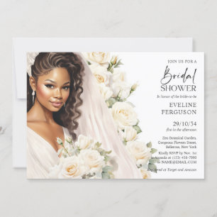 Snygg afrikansk Bride vit ros boho Inbjudningar