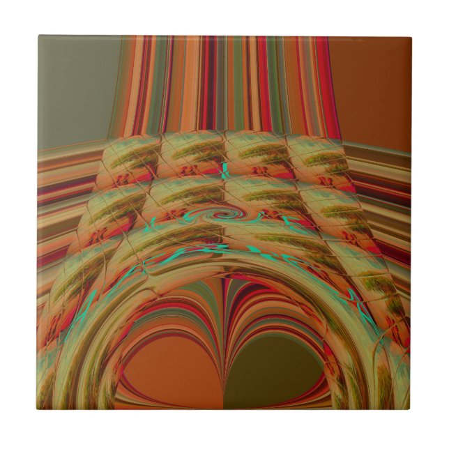 Snygg afrikansk traditionell Golden Brown Motif Kakelplatta (Framsidan)