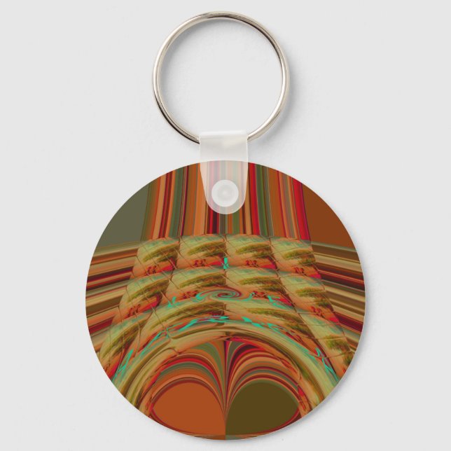 Snygg afrikansk traditionell Golden Brown Motif Nyckelring (Framsida)