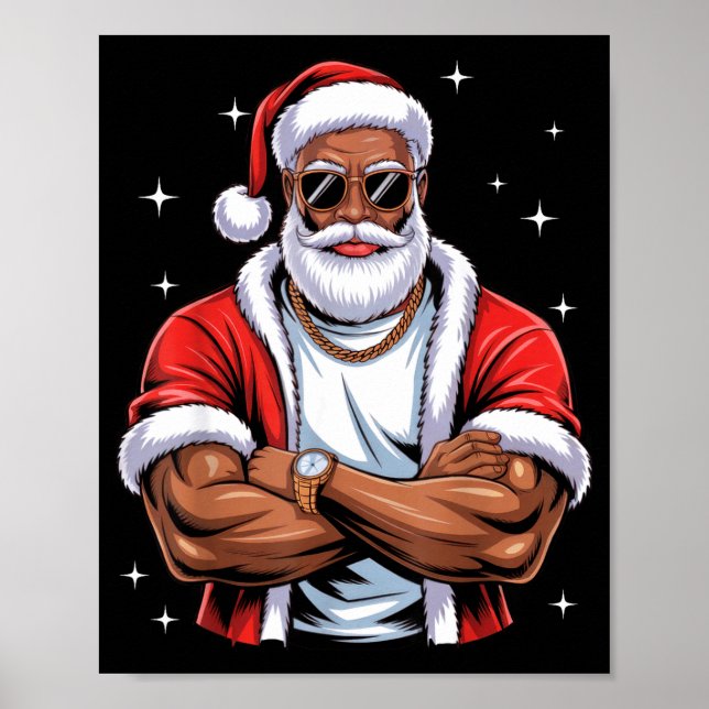 Snygg afroamerikansk tomte svart jul pyjamas poster (Framsidan)