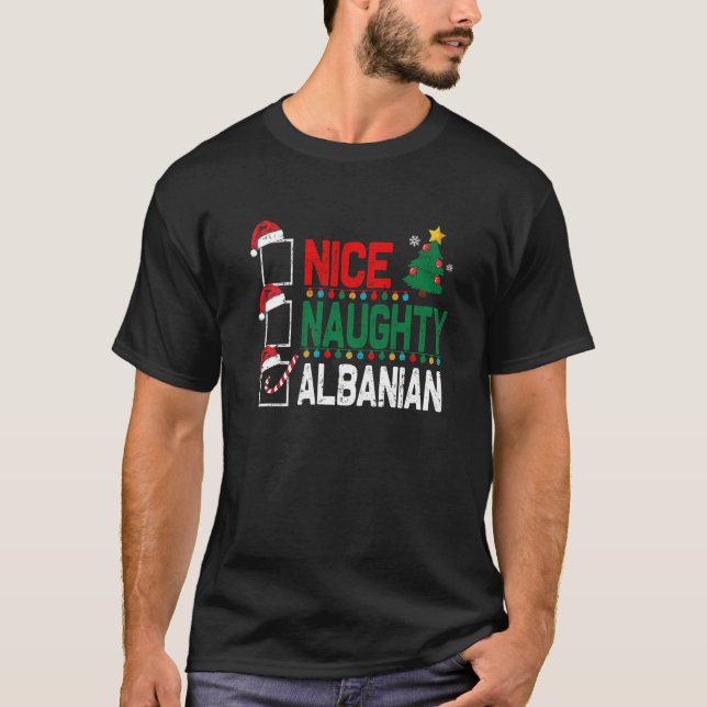 Snygg albansk jul Albanien Santa Hat T Shirt (Framsida)