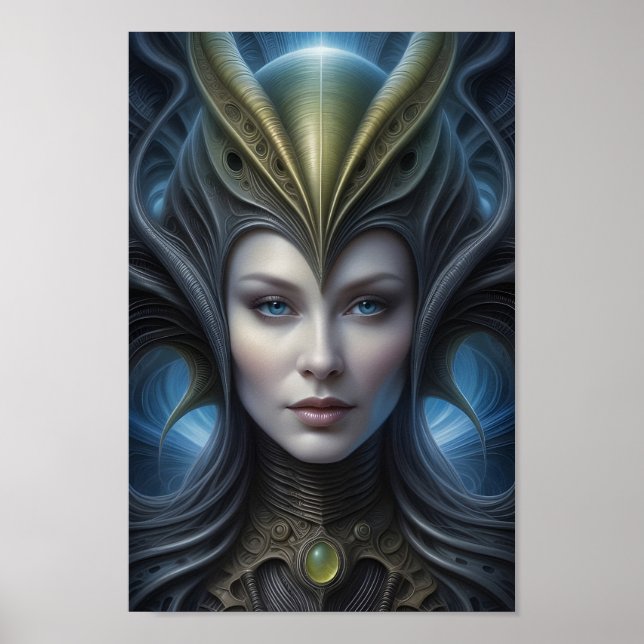 Snygg Alien Woman - 001 - Fantasy Art Poster (Framsidan)