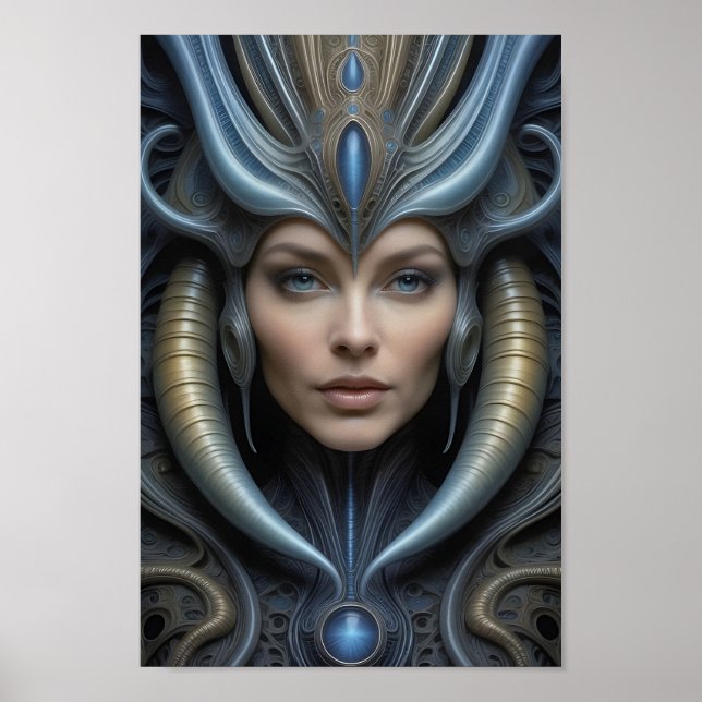 Snygg Alien Woman - 013 - Fantasy Art Poster (Framsidan)