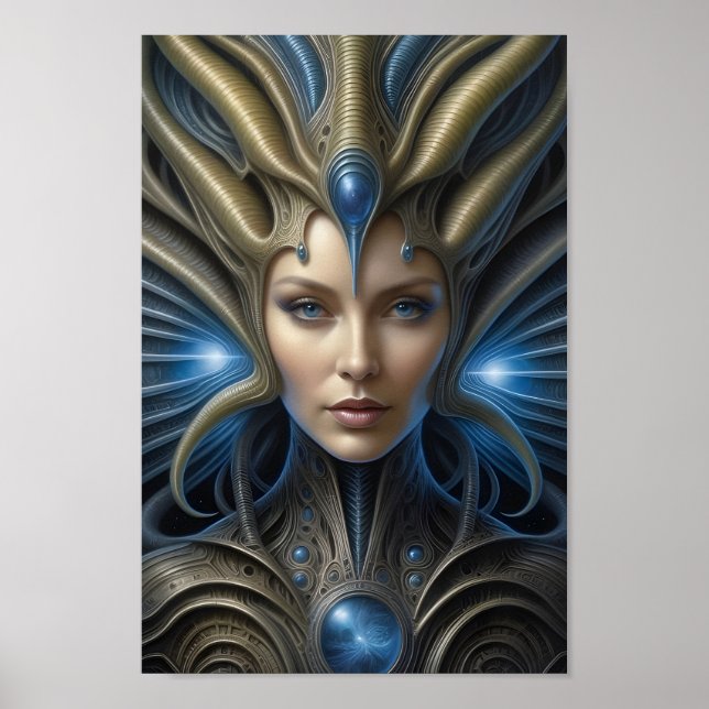 Snygg Alien Woman - 015 - Fantasy Art Poster (Framsidan)