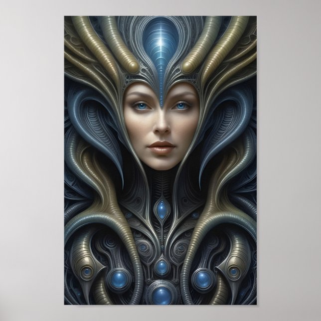 Snygg Alien Woman - 019 - Fantasy Art Poster (Framsidan)