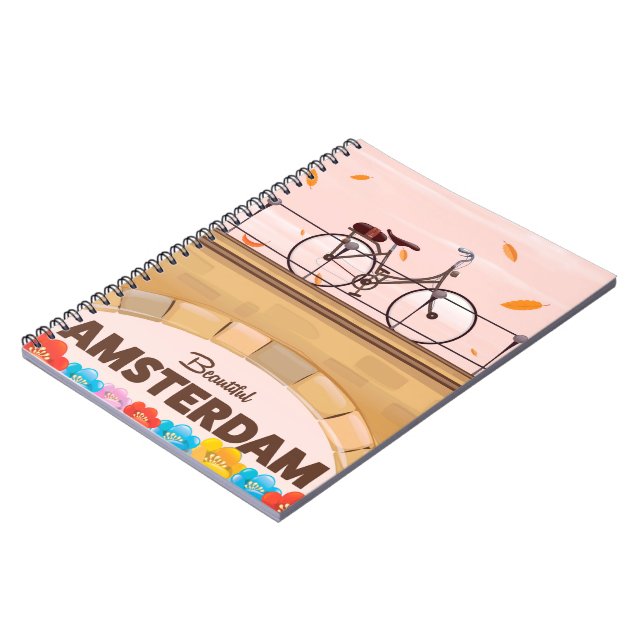 Snygg Amsterdams cykelreseaffisch. Anteckningsbok (Vänstra Sidan)