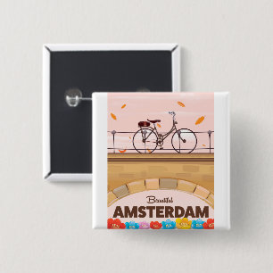 Snygg Amsterdams cykelreseaffisch. Knapp