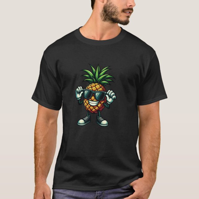 Snygg Ananas med Solglasögon T Shirt (Framsida)
