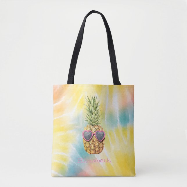 Snygg Ananas, Vattenfärg Regnbåge Tie Dye Tygkasse (Framsida)