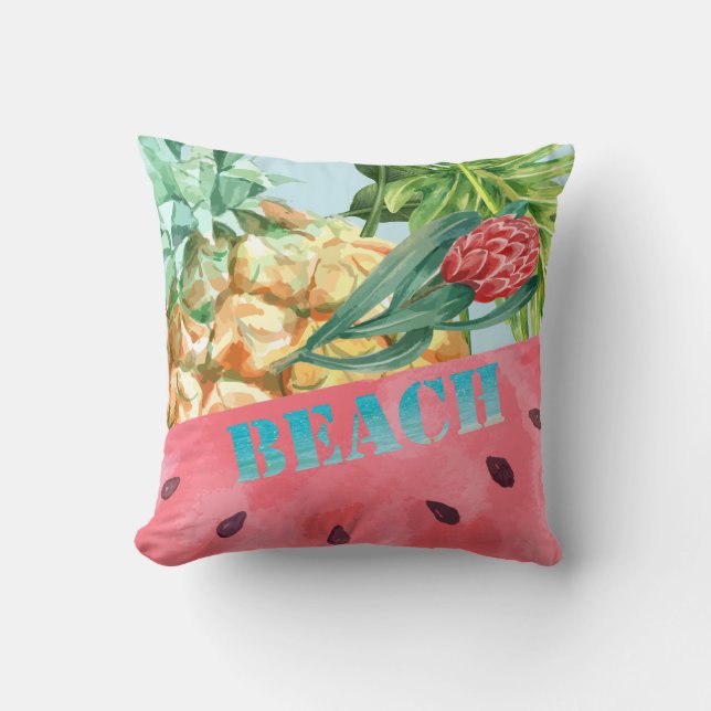 Snygg Ananas Vattenmelon Hibiskus Palmblad  Kudde (Framsida)