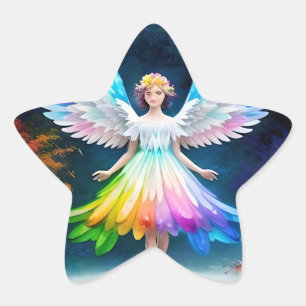 Snygg Angel Vingar Art-35444 Stjärnformat Klistermärke