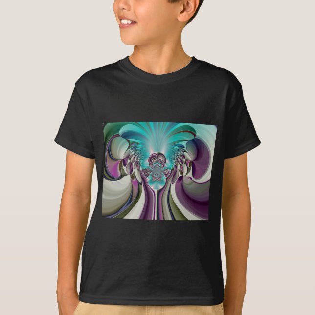Snygg Angelic Lila och cyan Abstrakt Print T Shirt (Framsida)
